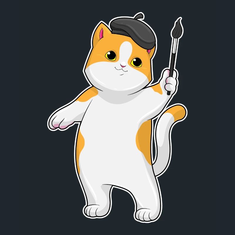 Cat as a painter with a brush