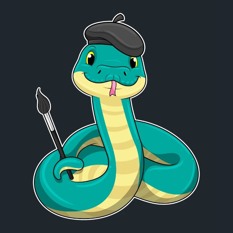 Snake as a painter with a brush