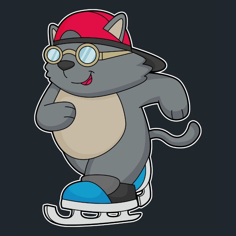 Katze als Eisläufer mit Schlittschuhe
