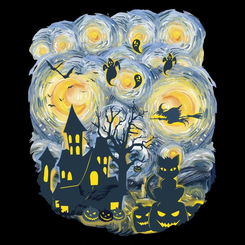 Spooky Evening With Pumpkins Ghosts
