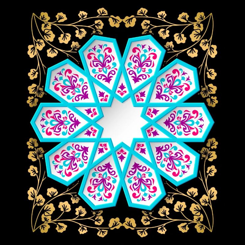 Persian ornament with gold décor in 3d style