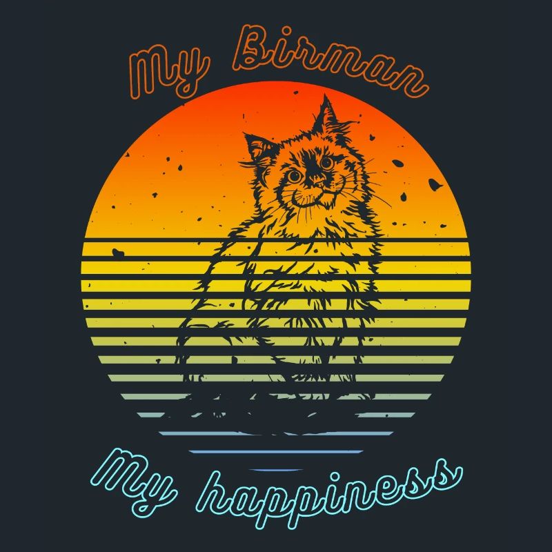 Logo rétro avec un chat " Birman"