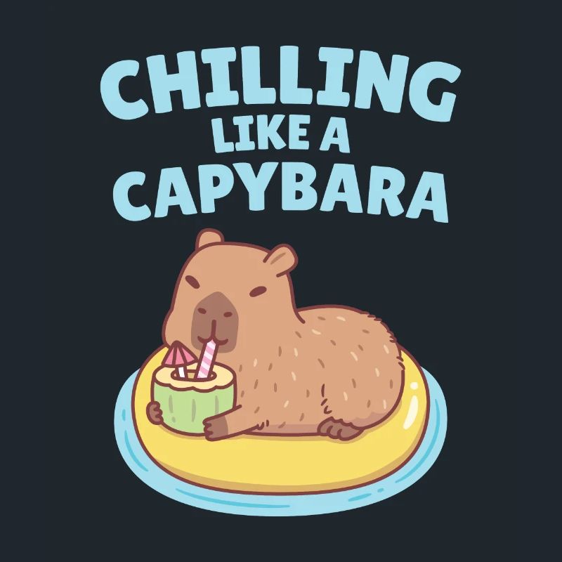 Capybara On Pool Float Chilling Like A Capybara