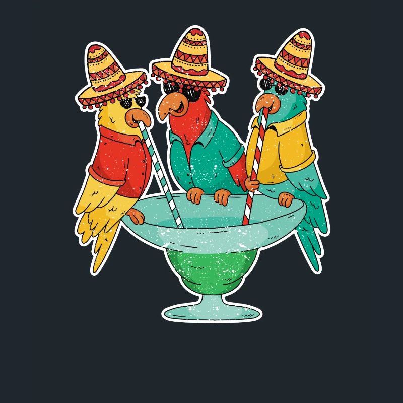 Tequila Drinking Parrots Cinco De Mayo Mexico