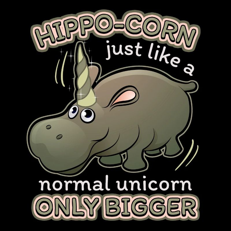 Nilpferd, Flusspferd, Spruch, Einhorn-Unicorn