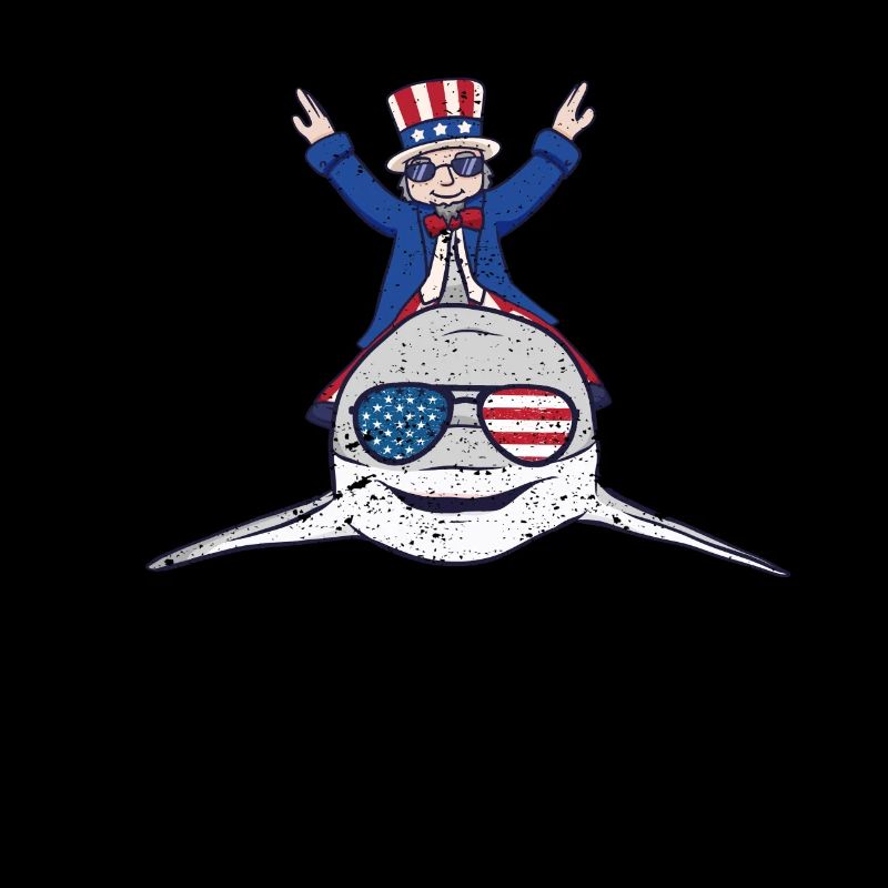 Riding Shark July 4 Patriotic Jawsome America