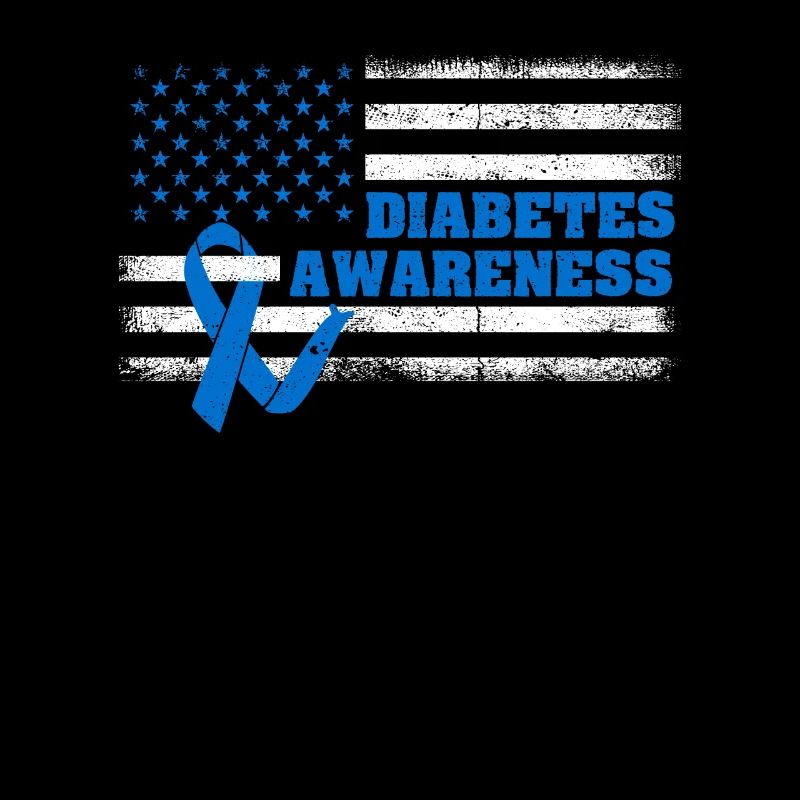 Typ 1 Diabetes Awareness American US Flag Blue