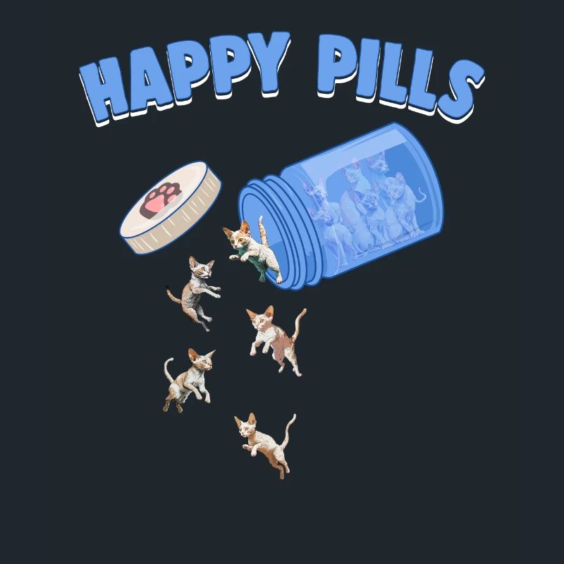 Happy Pills Devon Rex Cat Funny Kitten Lover