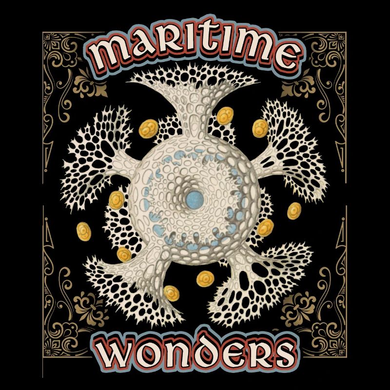 Illustration maritime vintage, créatures marines