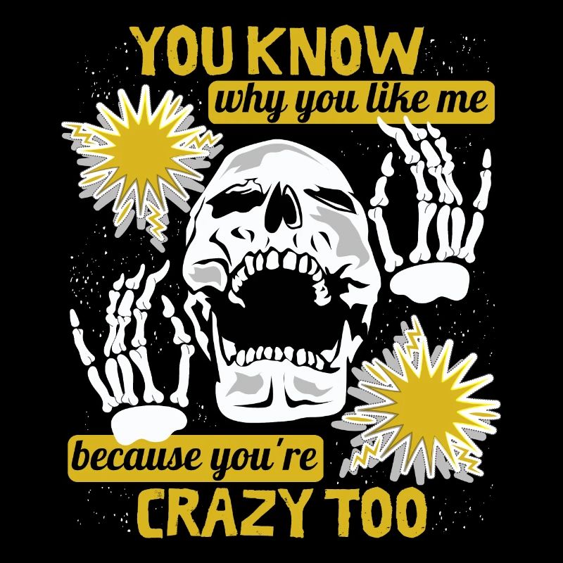 Comic Totenkopf Skull lustiger Spruch Skeletthände