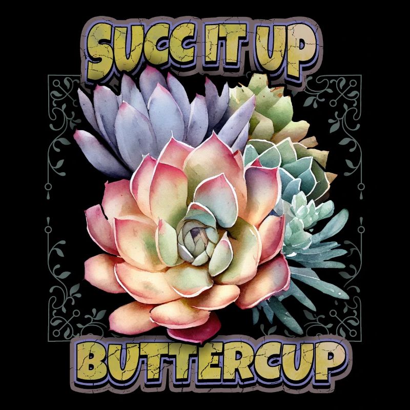 Succulents vintage illustration saying cactus