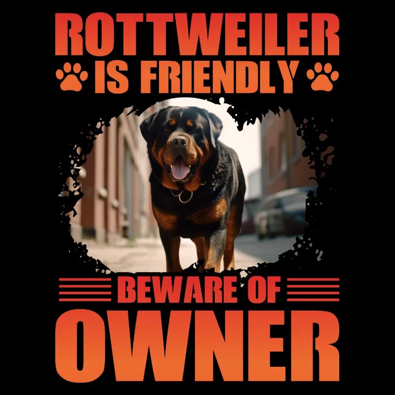 Rottweiler is friendly beware of owner
