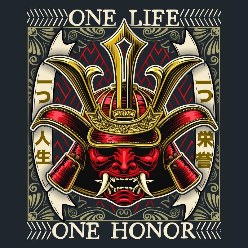 Japanischer Samurai Dämon, Samurai Krieger, Spruch