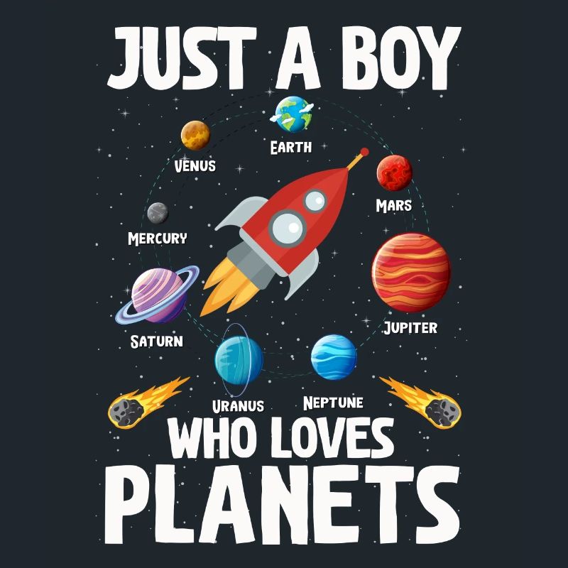 Nur ein Junge, der das Sonnensystem der Planeten liebt