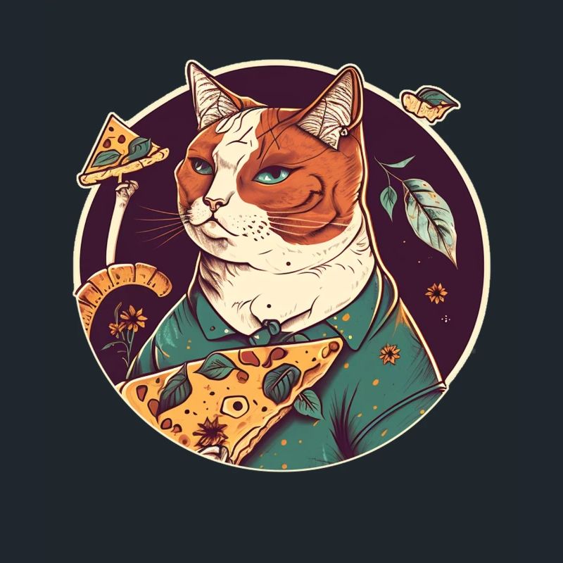 chat avec des tranches de pizza