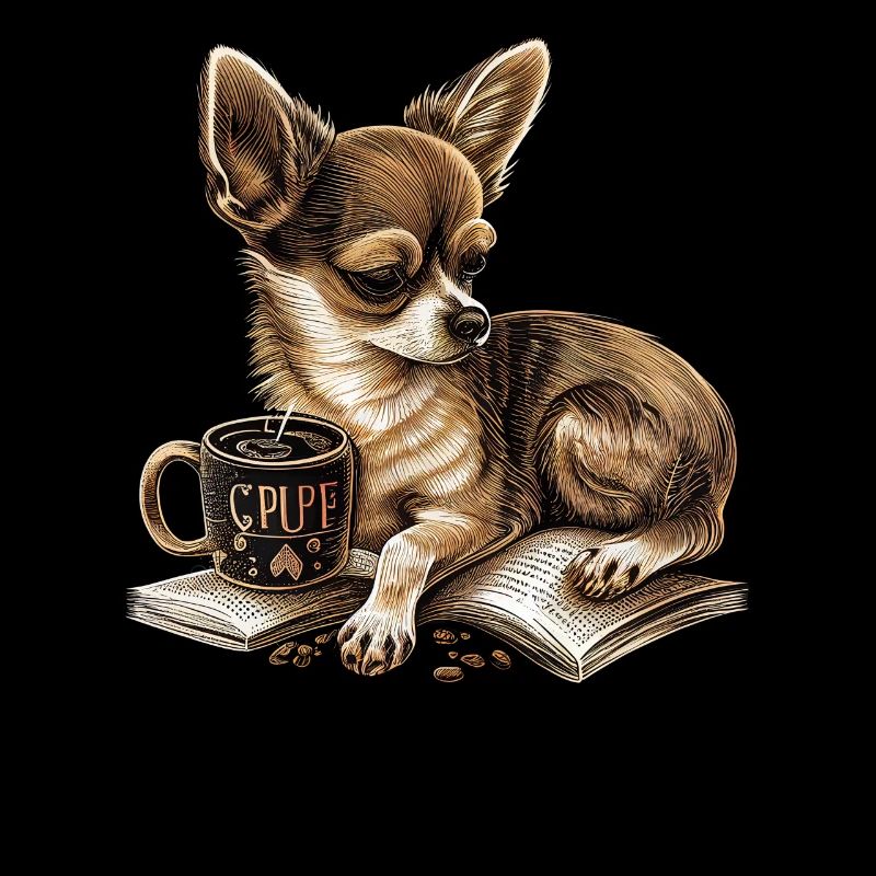Chihuahua | Buch | Kaffee | Tee | Lesen | Hund |