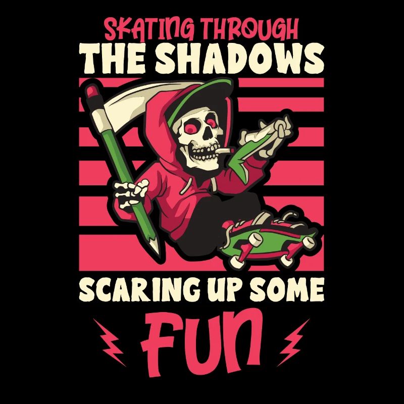 Creepy Skating Skeleton Skater Halloween Horror