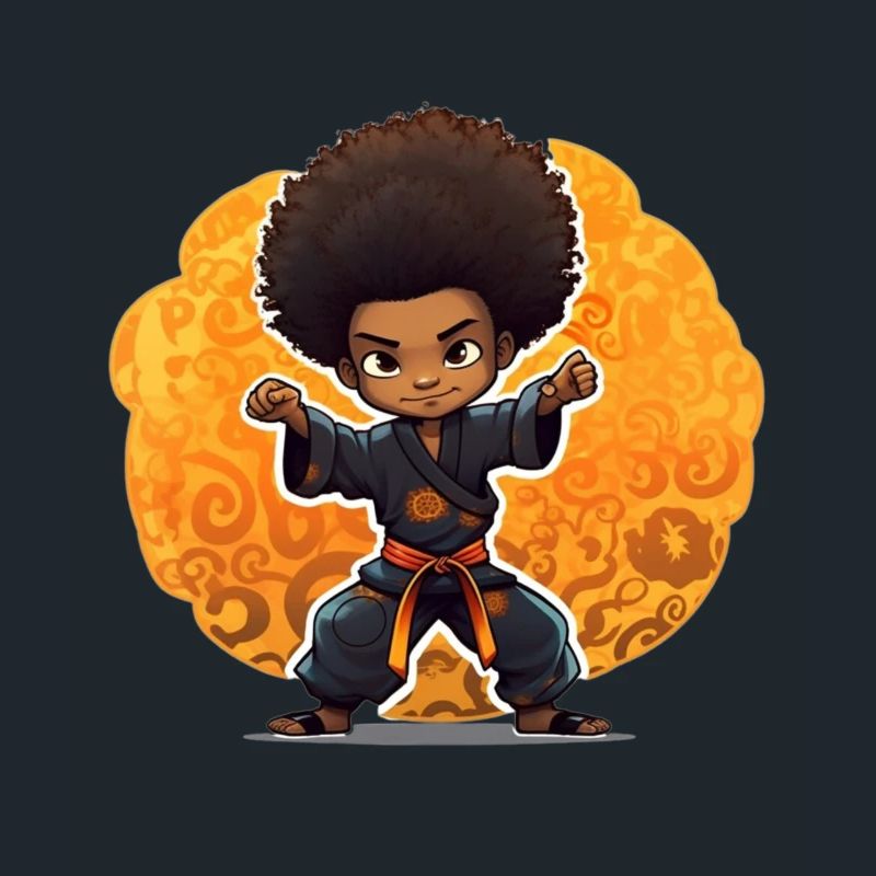 Kampfkunst-Kind mit Afro-Style