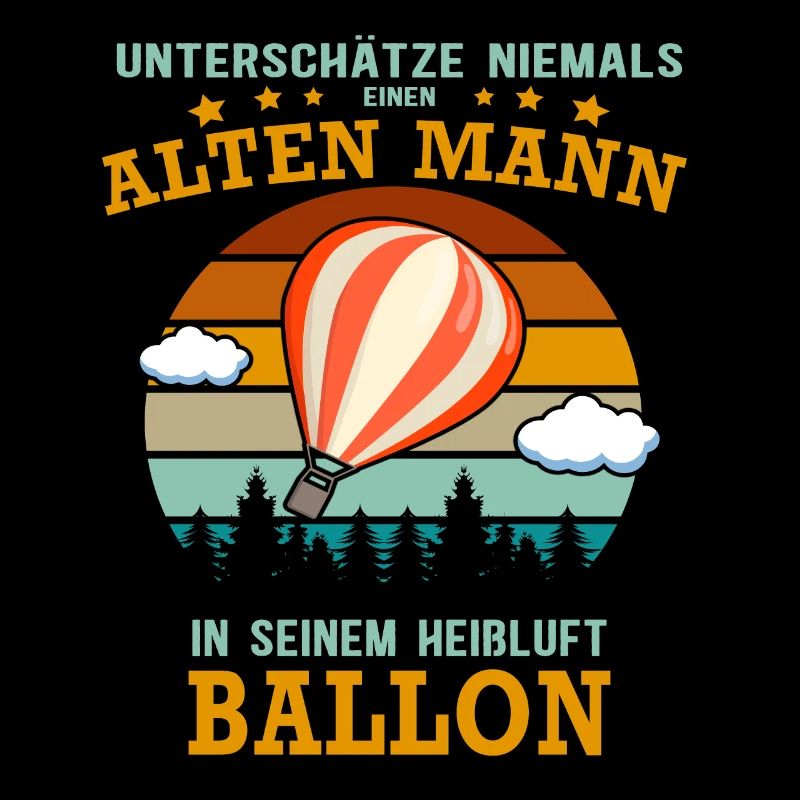 Alter Mann mit Heißluftballon - Ballonfahrer Retro