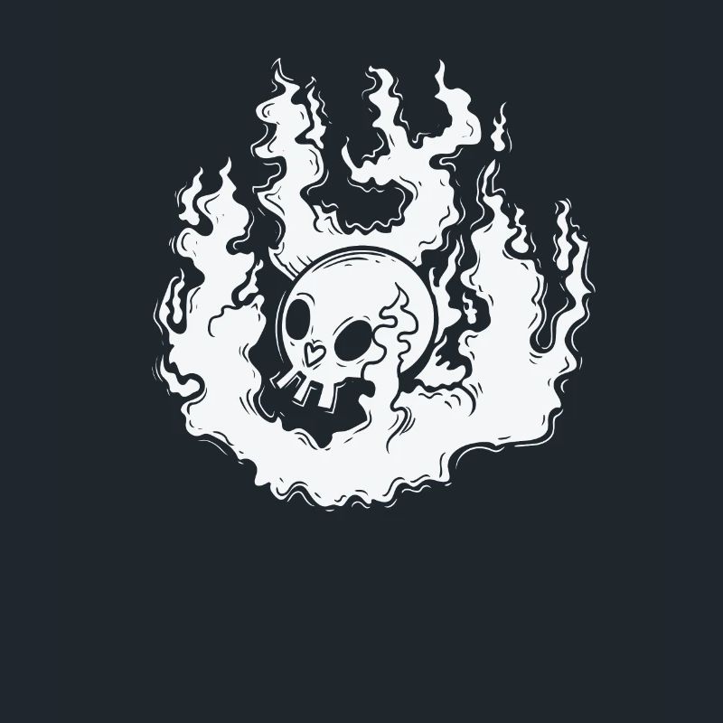 Burning Bone Skull Gothic Styl