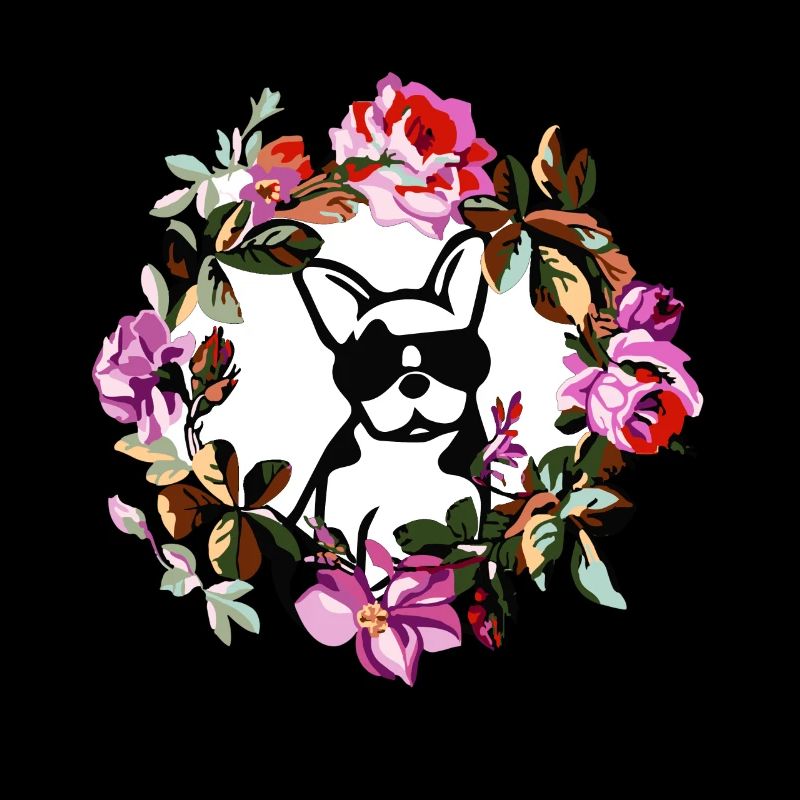 CHIEN AVEC DES FLEURS