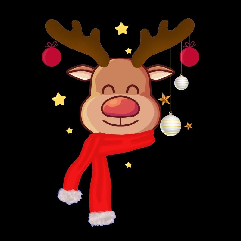 Cute reindeer and Christmas baubles