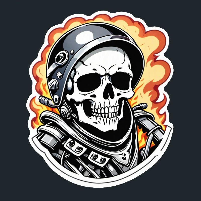 Retro Style Motorcycle - Skull and Skeleton
