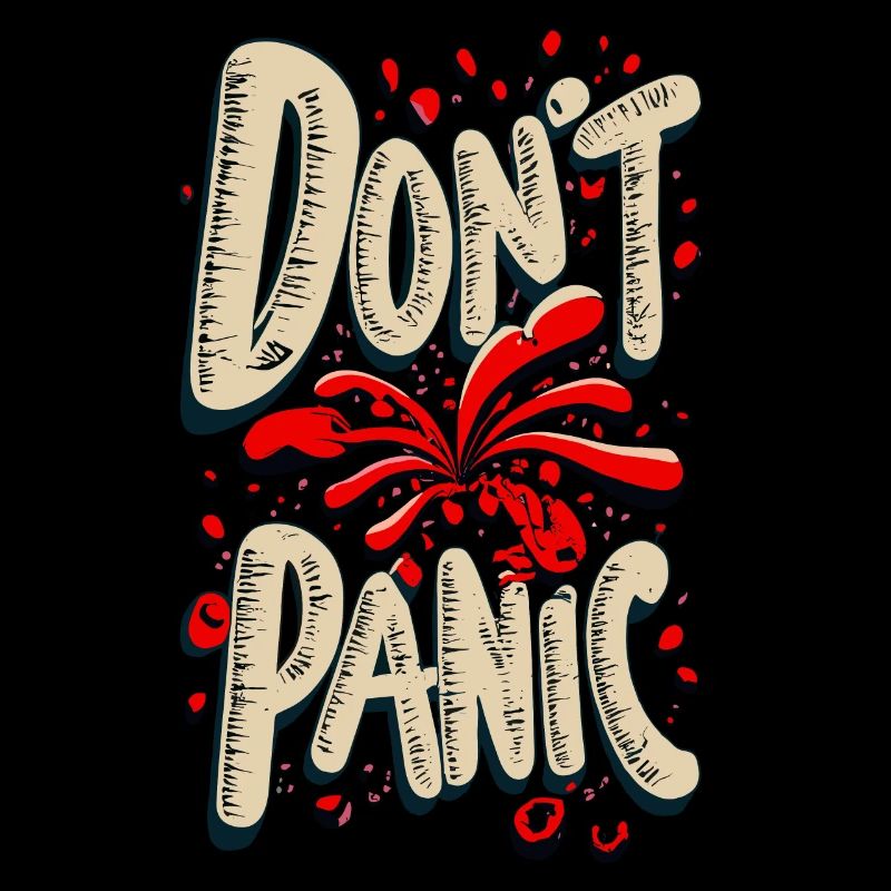 Don't Panic! Lustiger Spruch Zitat Statement