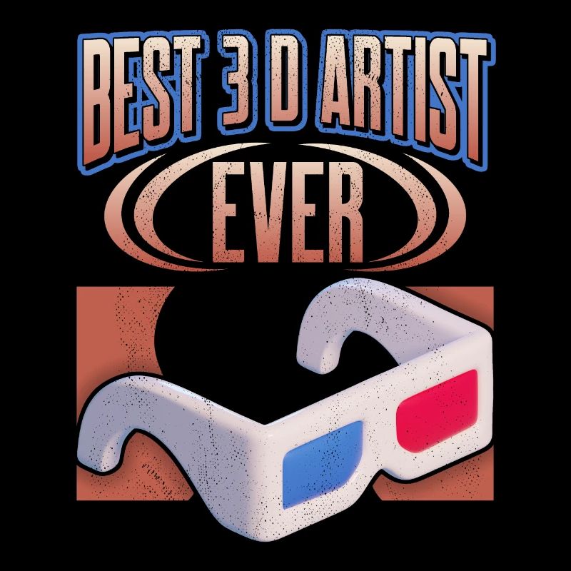 3 D Künstler, lustiger Spruch mit 3 D Brille