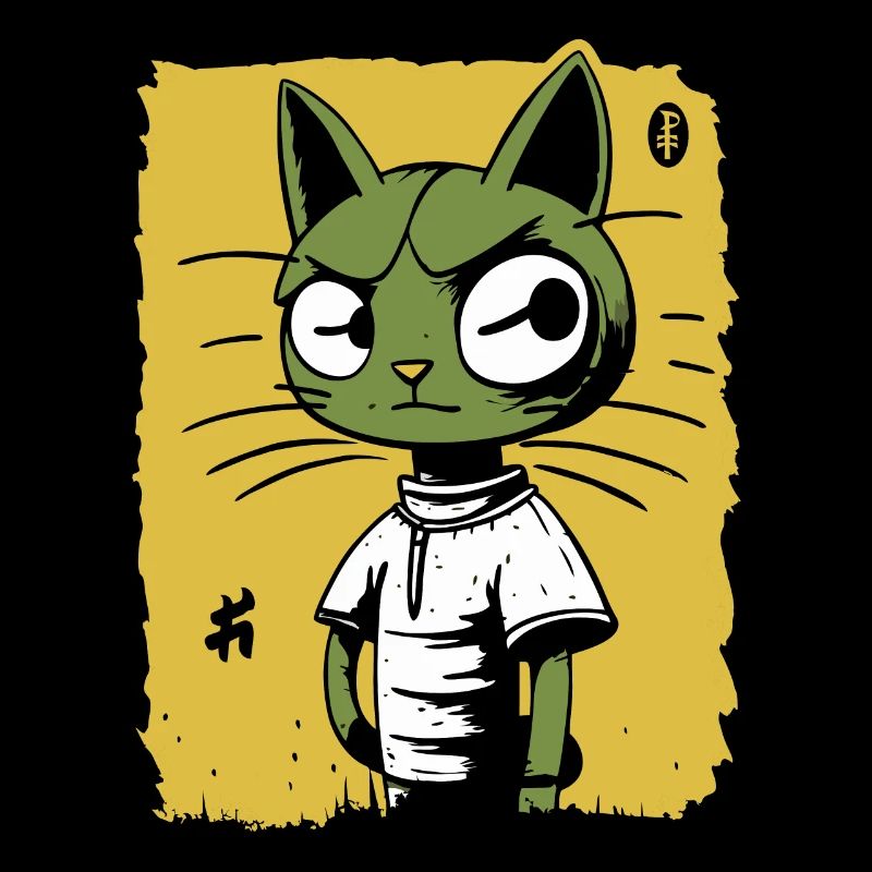 Un chat de dessin animé suspect