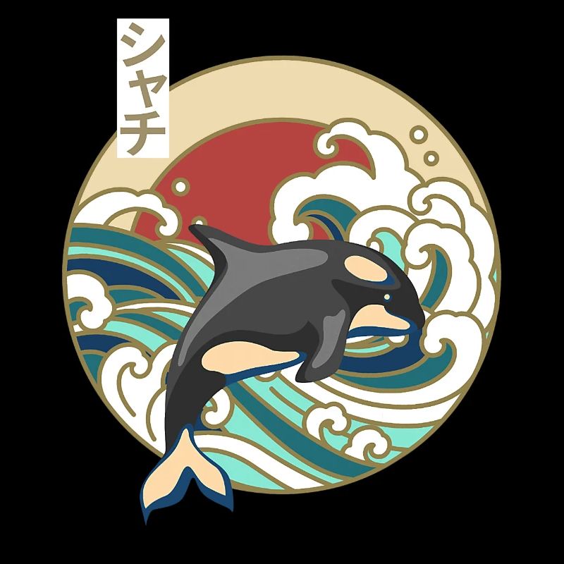 Retro Great Wave Japanese Killer Whale Orca