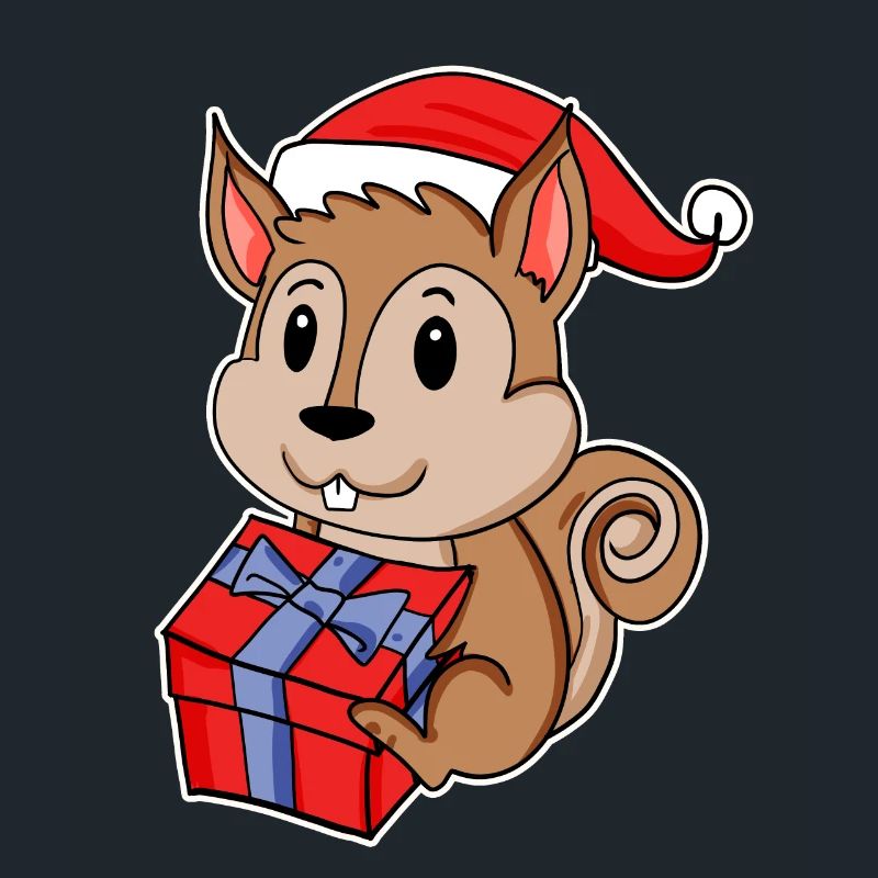 Eichhörnchen mit Weihnachtsmütze