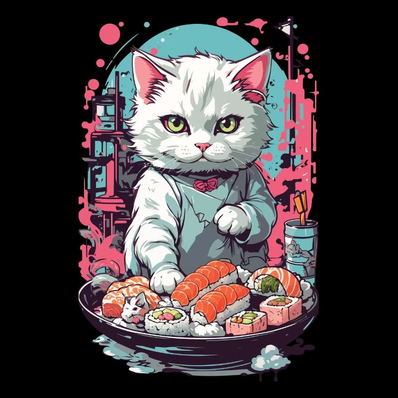 Gothic Pastel Sushi Cat Aesthetic Style