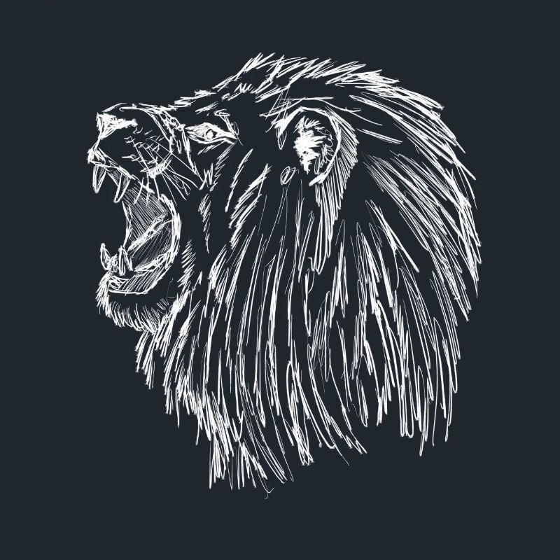roaring lion - white