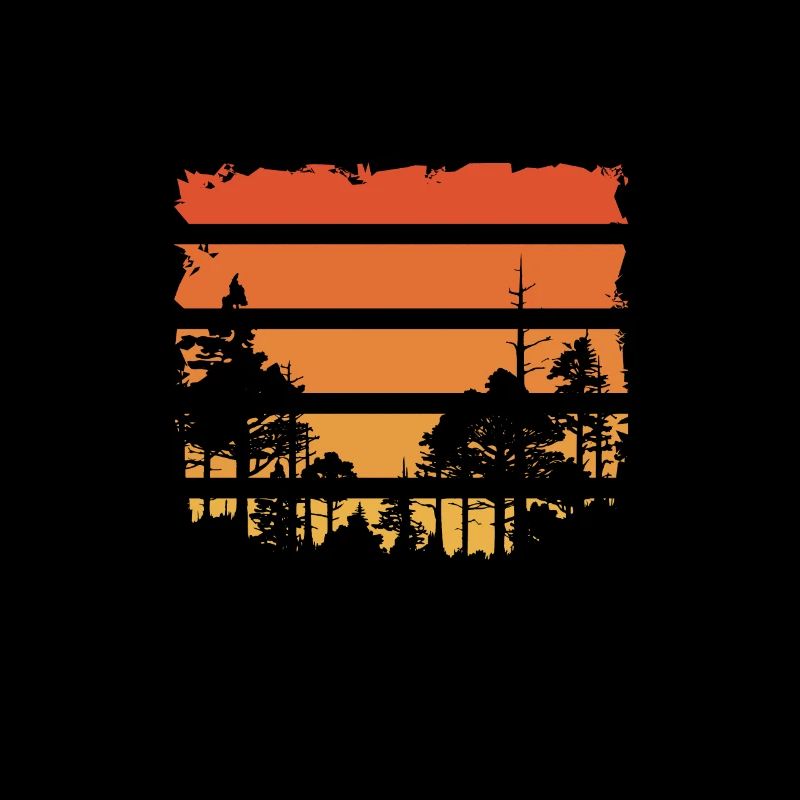 Retro Sunset and Trees