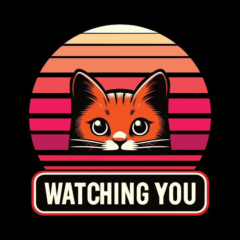 Chat roux qui vous regarde, coloré