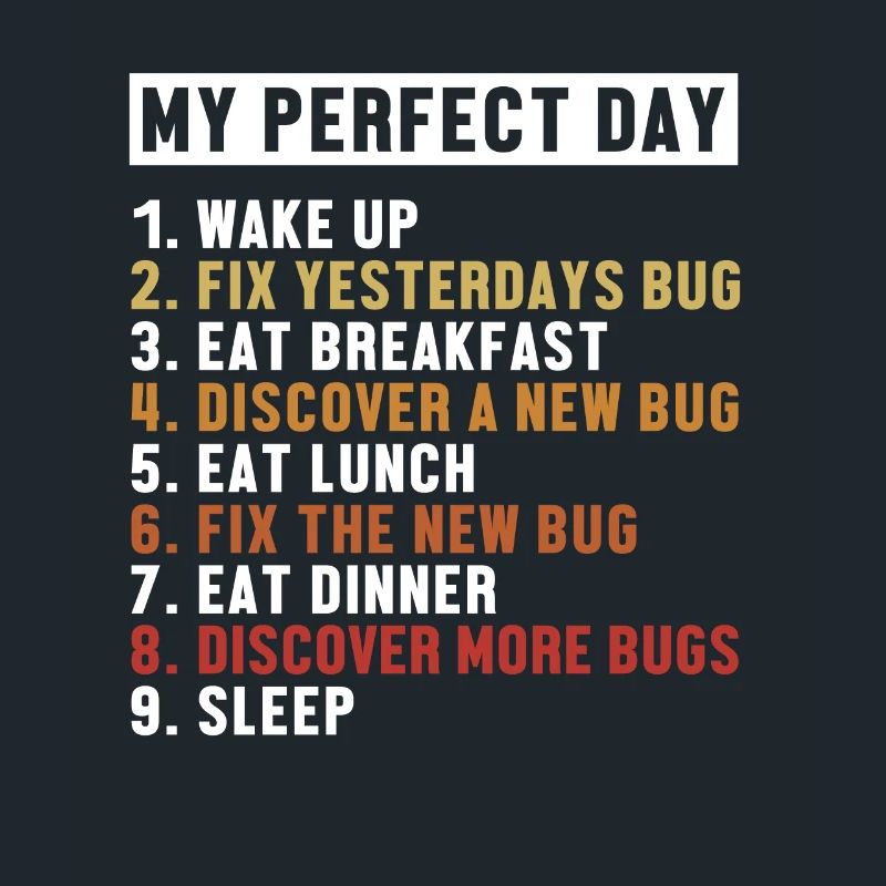Fix Bugs Perfect Day Developer Coder Programmierer
