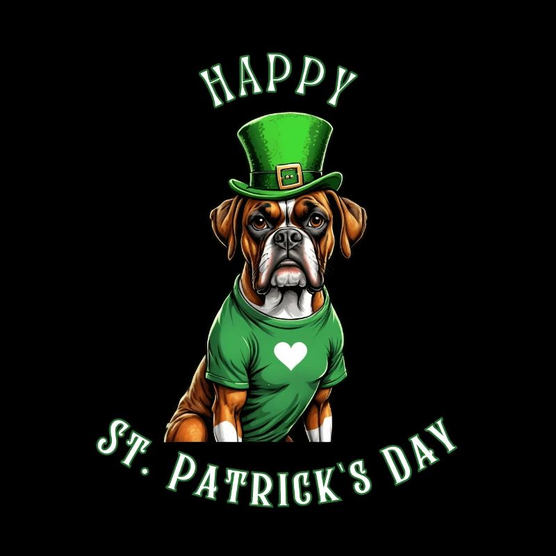 Boxer chien Saint-Patrick je chapeau vert irlandais St