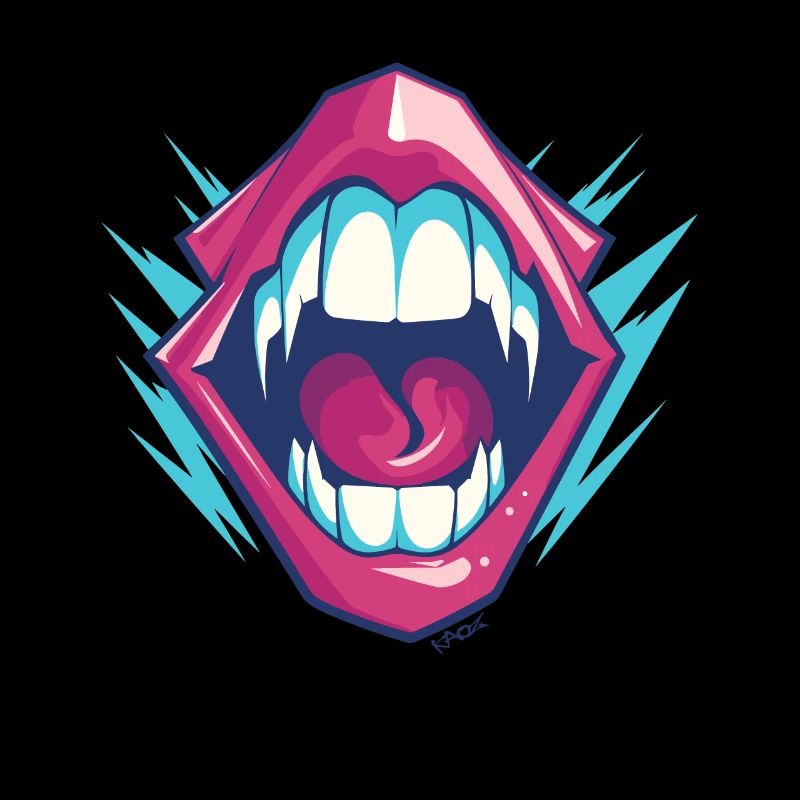 Dentition de vampire aux dents acérées