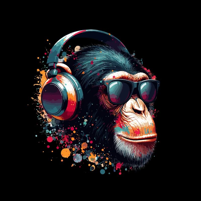 DJ Monkey Monkey Chimpanzee Casque Lunettes de soleil