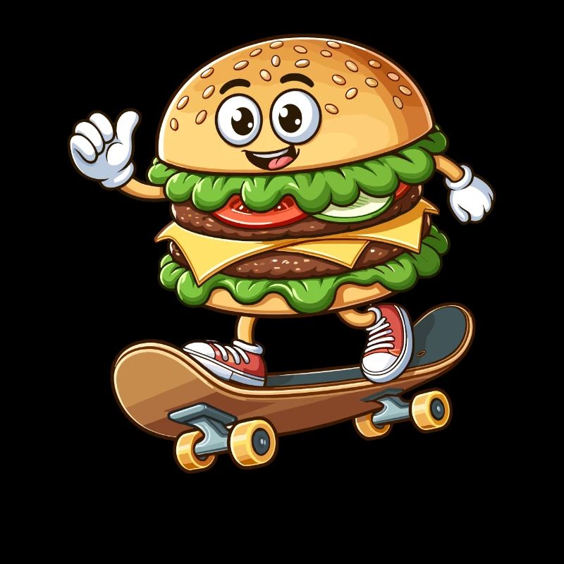 Hamburger on skateboard funny