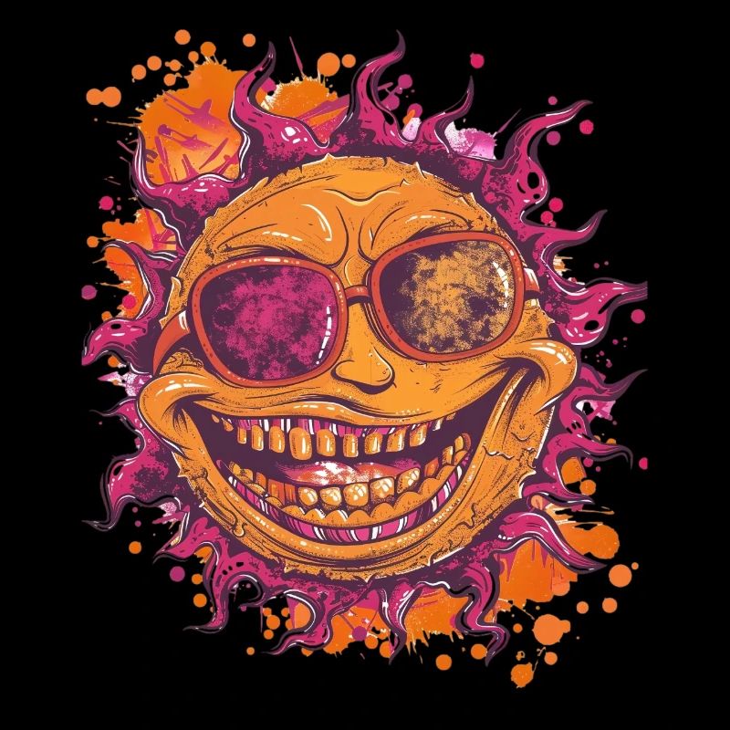 Soleil avec motif de lunettes de soleil cool