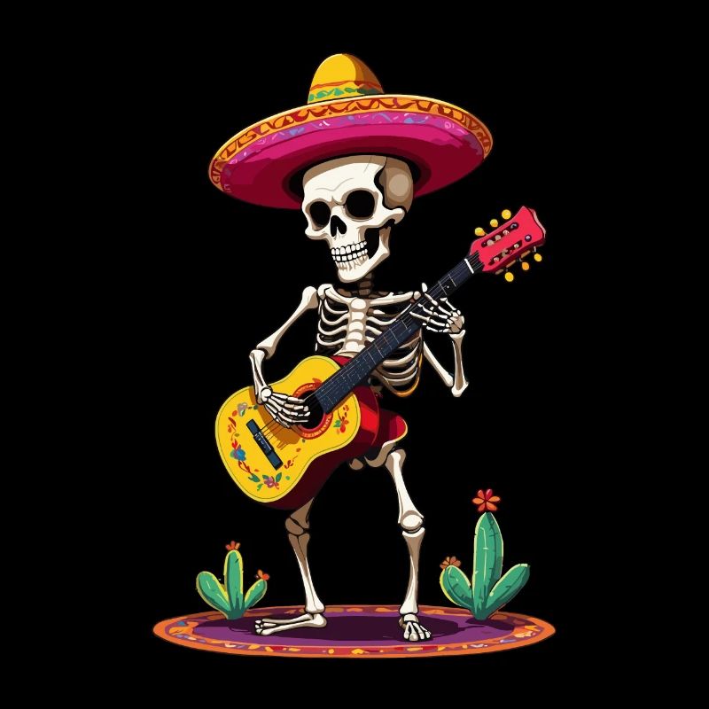 Guitariste squelette mariachi mexicain