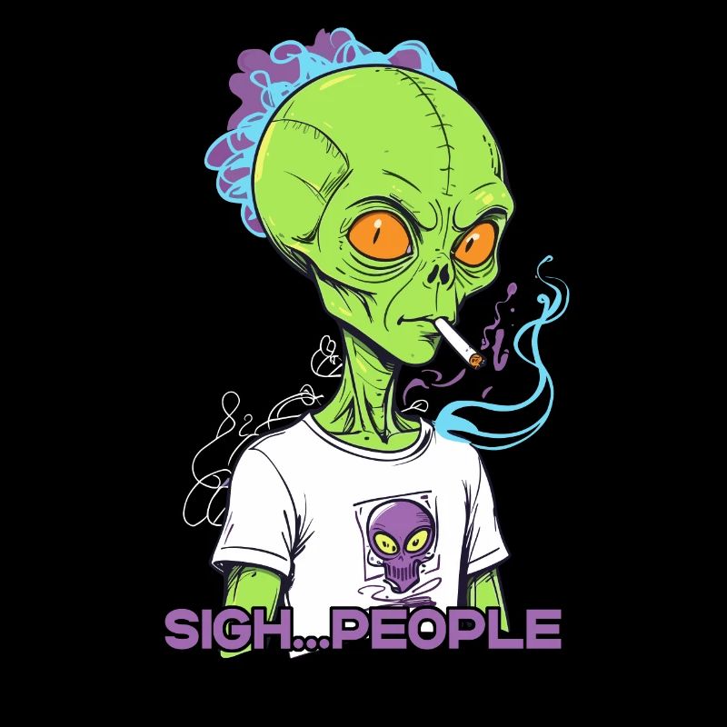 Drôle d’extraterrestre disant la fumée de cigarette