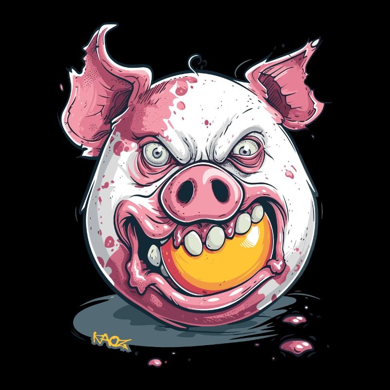 Horror: Zombie pig eats egg yolk