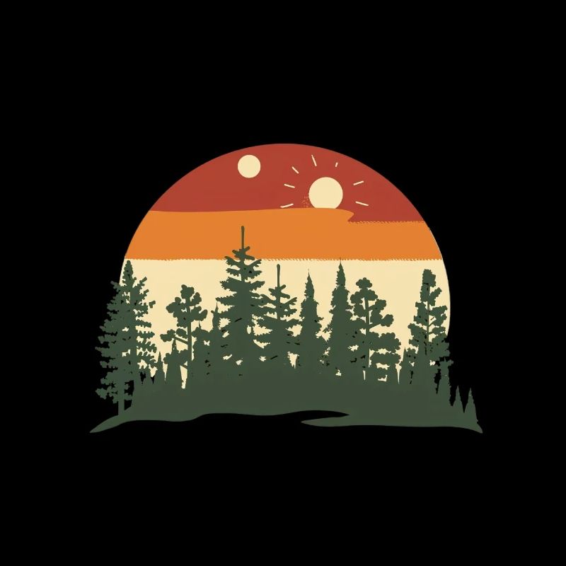 Silhouette de forêt au coucher du soleil