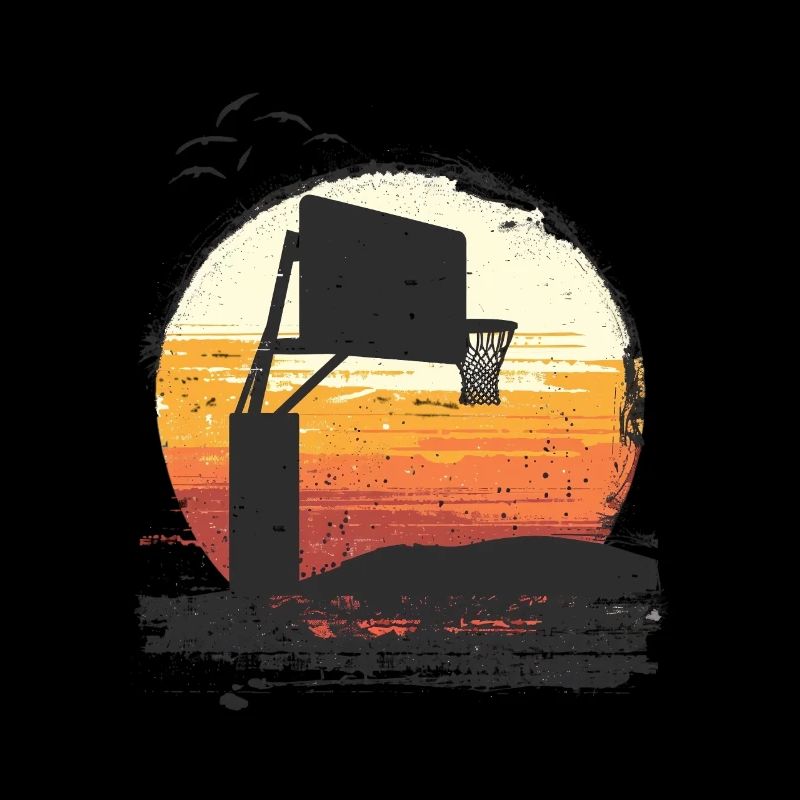 Scène de basket-ball de lancer de panier de lever de soleil