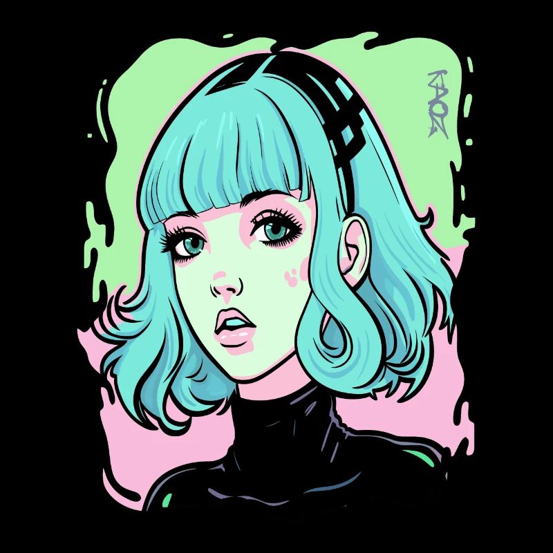 bonbonfarben Cartoon Anime Mädchen