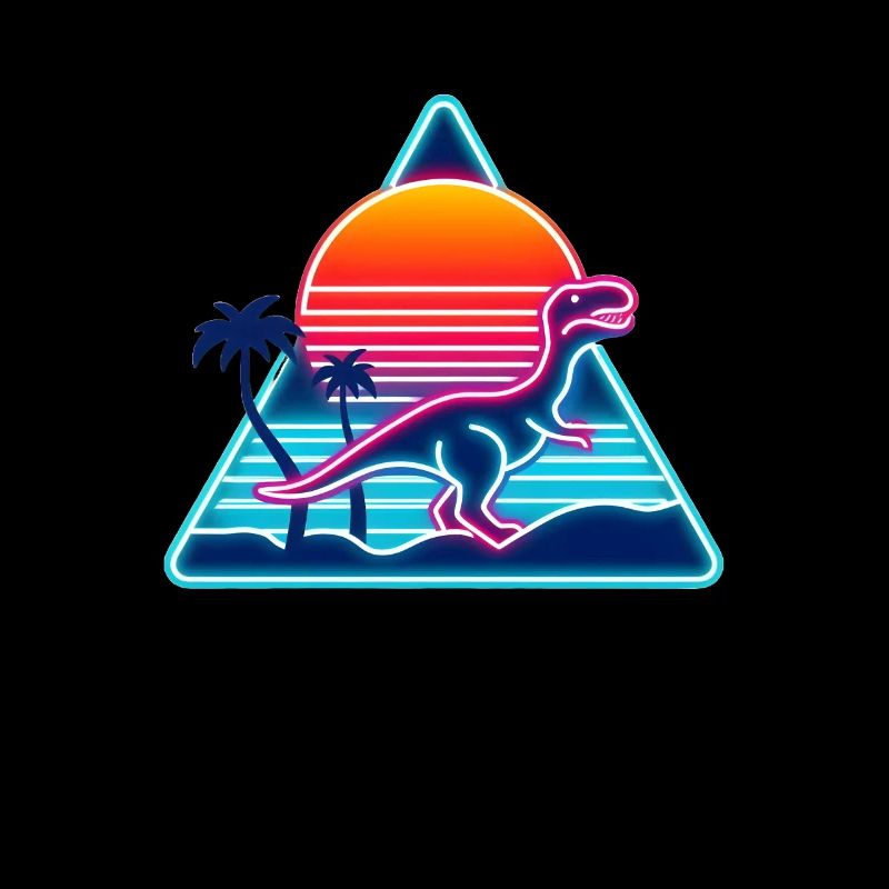 Retro Dinosaur in 80s Triangle