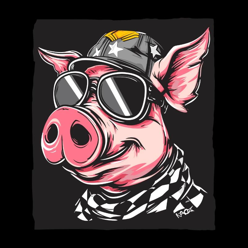 Drapeau à damier Fan de course cochon